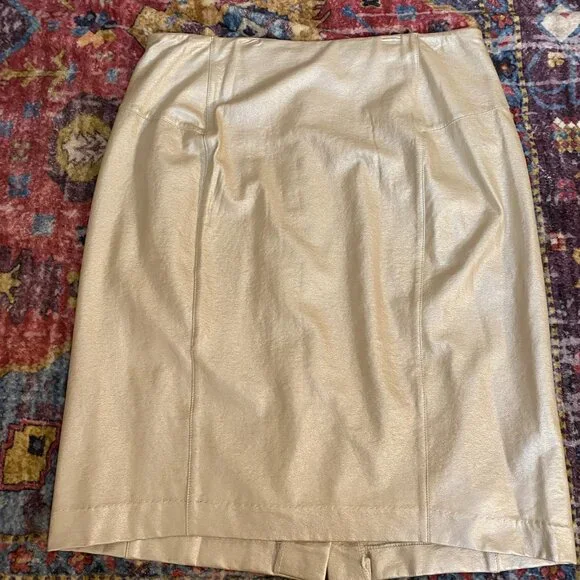 NEVER WORN! Lyssé Vegan Leather Metallic “Perfect” Pencil Skirt – Size L - Picture 3 of 6
